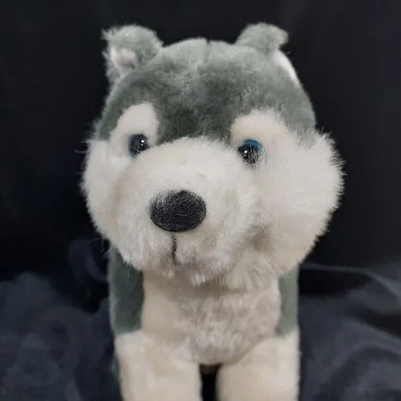 Gray Wolf /Husky Dog Plush 10" Shalom Toy Co Stuffed Animal Toy with Blue Eyes - Picture 12 of 16